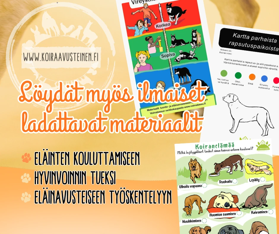 Koiraavusteinen.fi – ilmaiset ladattavat materiaalit eläinten kouluttamiseen, hyvinvoinnin tueksi ja eläinavusteiseen työskentelyyn